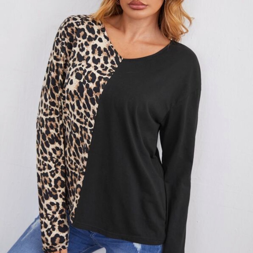 NWOT SHEIN v neck knit top size 4x 🐈 leopard print 🐈